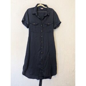 TEDDI ROSE Women Size L Navy Lyocell Shirt Button Midi Dress